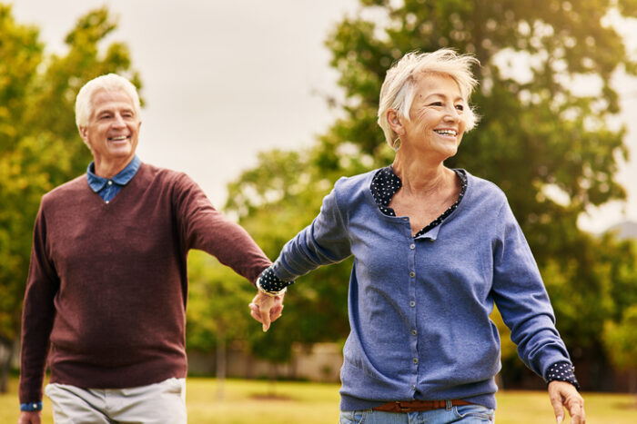 senior couple going on a walk