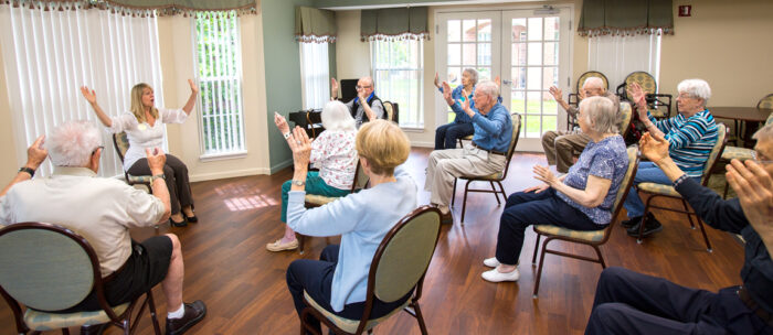 independence village residents participating in an community activity