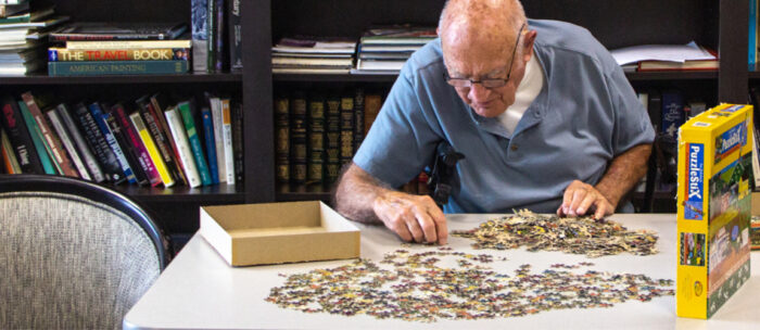 resident solving a puzzle