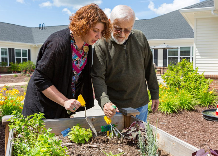 senior man gardening