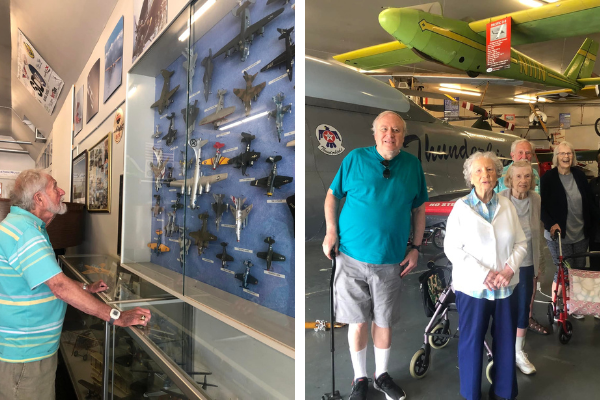 senior residents at plane aviation museum