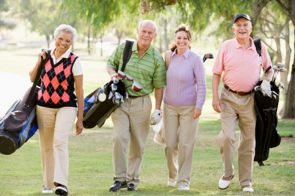 group of seniors golfing