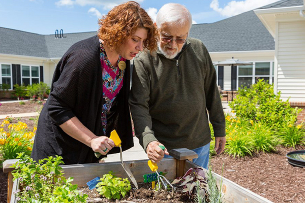 senior man gardening