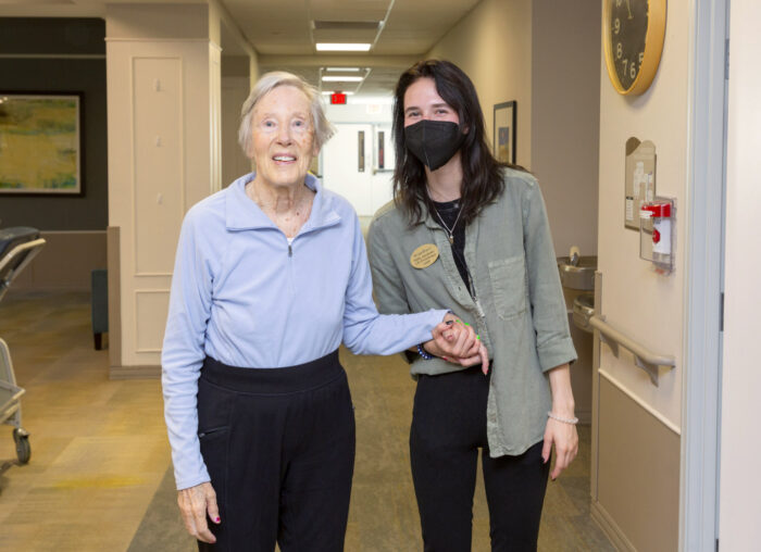 memory care staff with senior resident