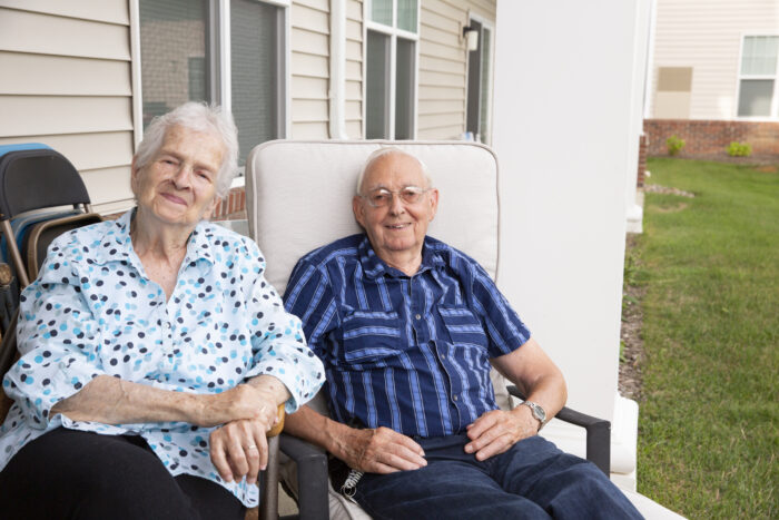 senior couple on porch
