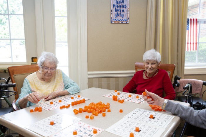 senior women playing bingo