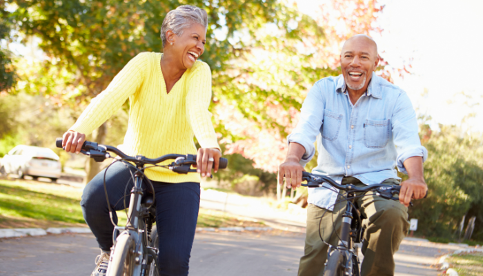 adults biking