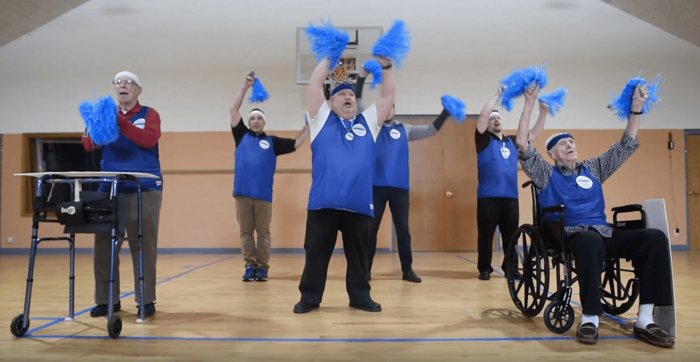 independence village of Plymouth residents cheer routine for cookie madness