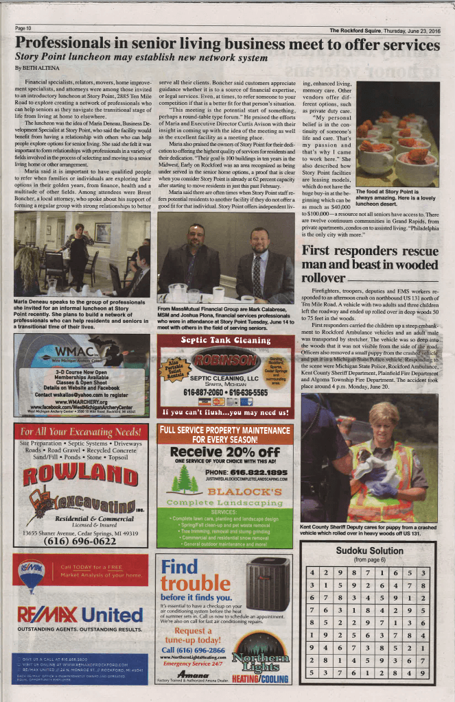StoryPoint Rockford article in the Rockford MI Squire
