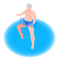 vector drawing of high knee lifts in the water