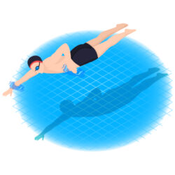 vector drawing of man swimming