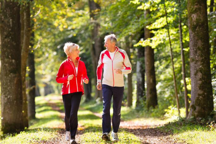 Senior couple going for a walk