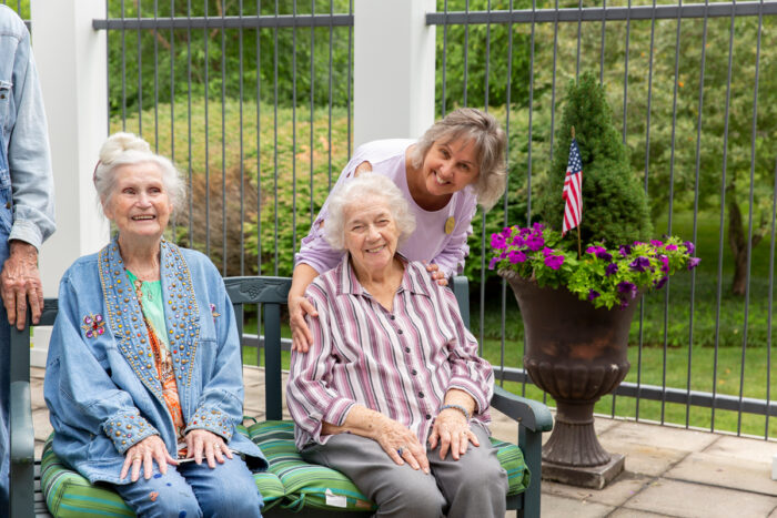 groups of seniors similing at the camera