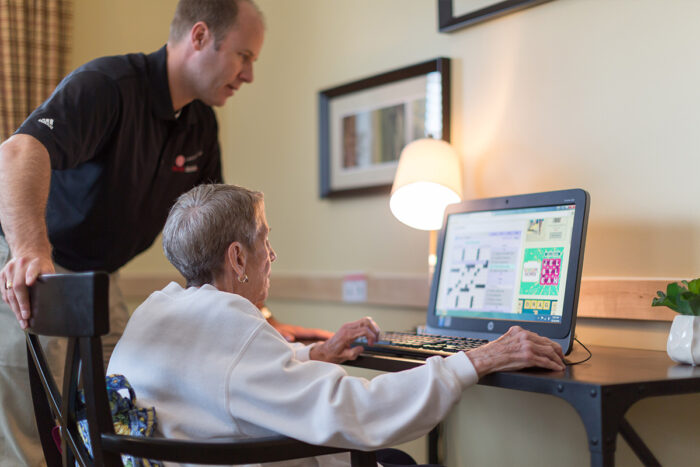 senior on the computer